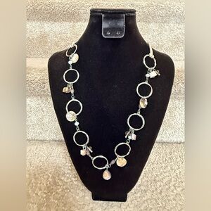 Women’s necklace secure clasp fashion statement stone and silver accent